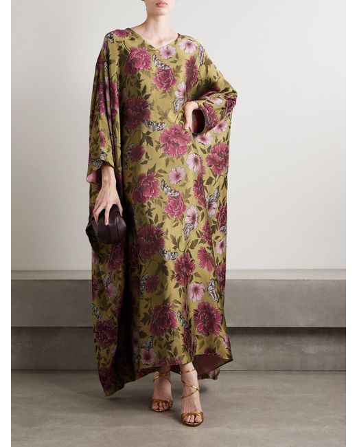 ‎Dima Ayad Multicolor Kaftan Aus Satin Mit Jacquard-Muster