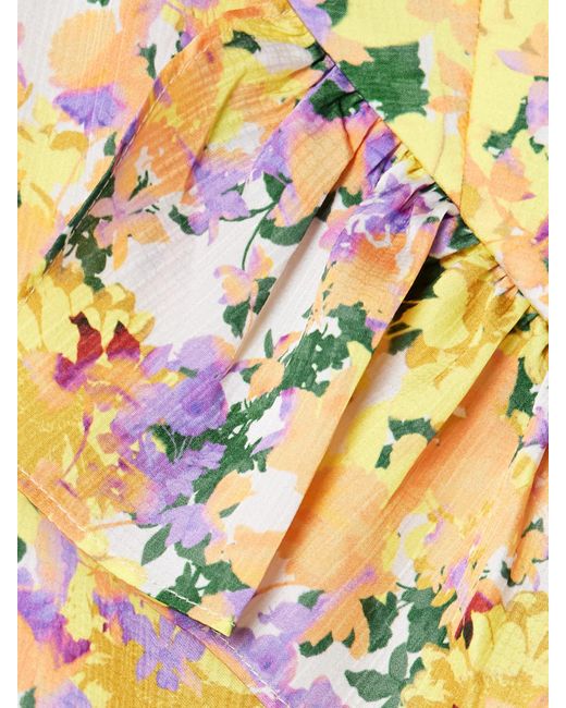 Kika Vargas Metallic Bel Maxikleid Aus Gehämmertem Crêpe Mit Blumenprint, Applikationen Und Rüschen