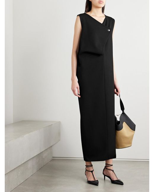 Robe Midi En Crêpe À Drapé Crispin Khaite en coloris Black