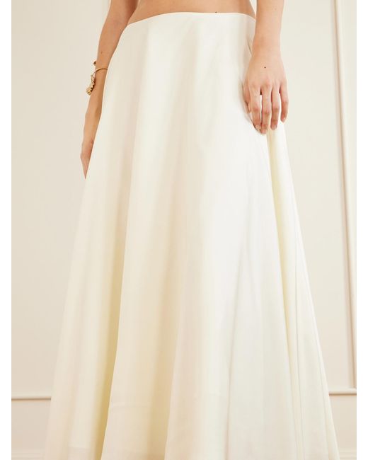Cult Gaia White Cyrene Silk-Twill Midi Skirt
