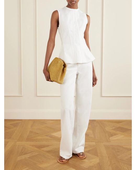 Liffner Natural Pushlock Suede Clutch