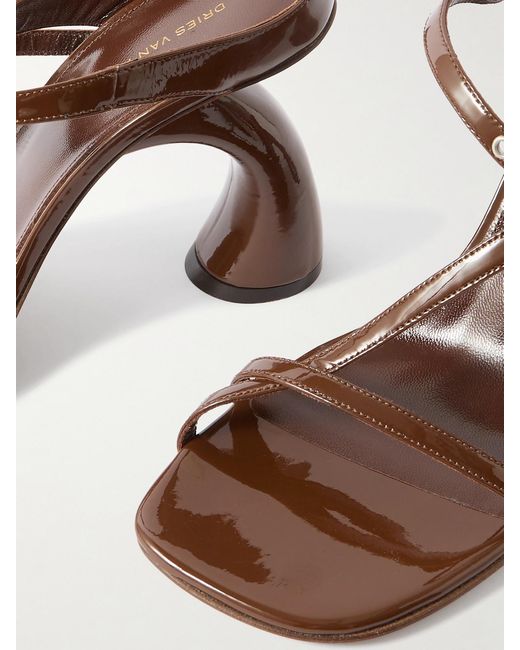 Dries Van Noten Brown Patent-Leather Mules