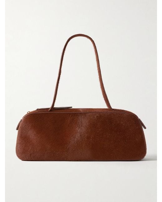 Khaite Brown Simona Leather-Trimmed Calf Hair Shoulder Bag