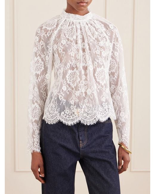 Self-Portrait White Scalloped Lace Blouse