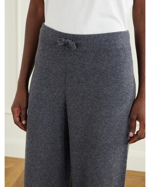 Yves Salomon Blue Drawstring Wool-Blend Wide-Leg Pants