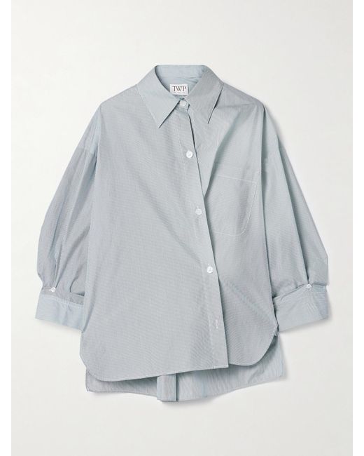 Twp Gray New Earl Asymmetric Striped Cotton-Poplin Shirt