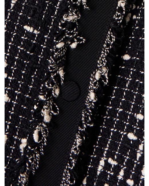 Moncler Black Verneuil Fringed Linen And Cotton-Blend Tweed Jacket