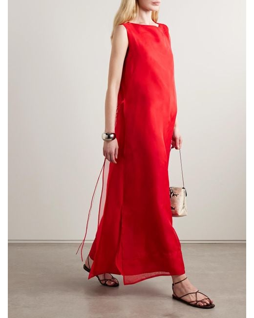 Altuzarra Red Jools Silk-Organza And Crepe De Chine Maxi Dress