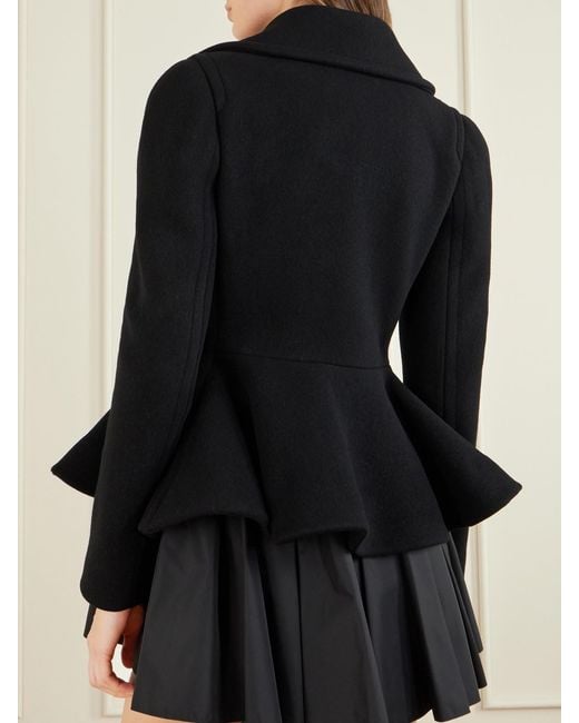 Alaïa Black Double-Breasted Wool-Blend Peplum Coat