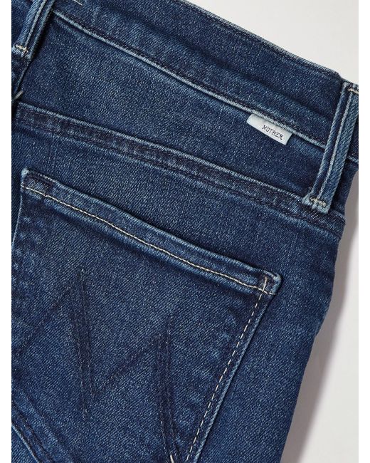 Mother Blue The Rascal Skimp High-Rise Slim-Leg Jeans