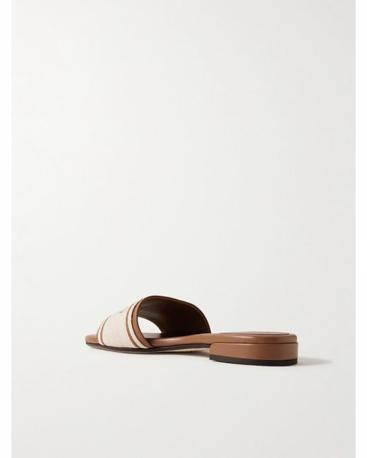 Jimmy Choo Natural Joa Pantoletten Aus Canvas Und Leder