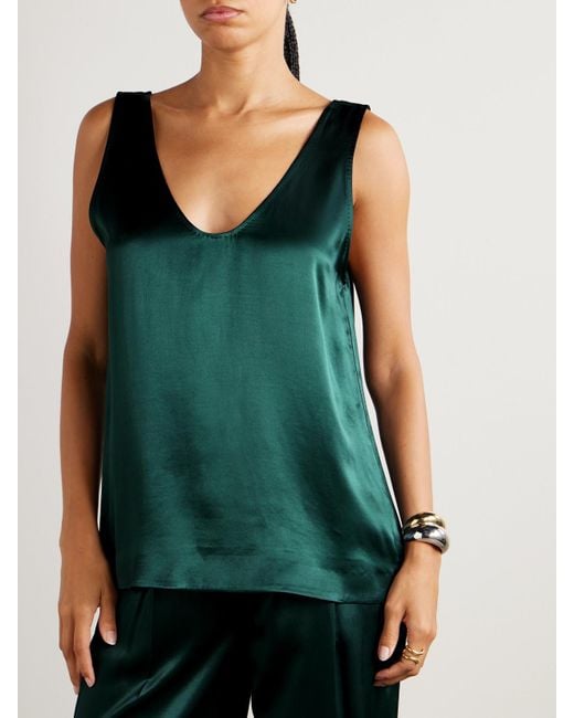 Another Tomorrow Green Satin Tank