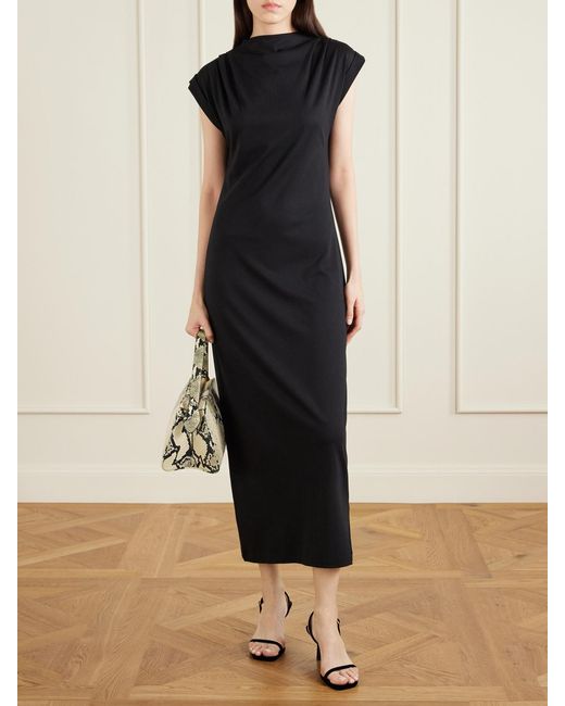 Anine Bing Black Alix Cotton-Blend Midi Dress