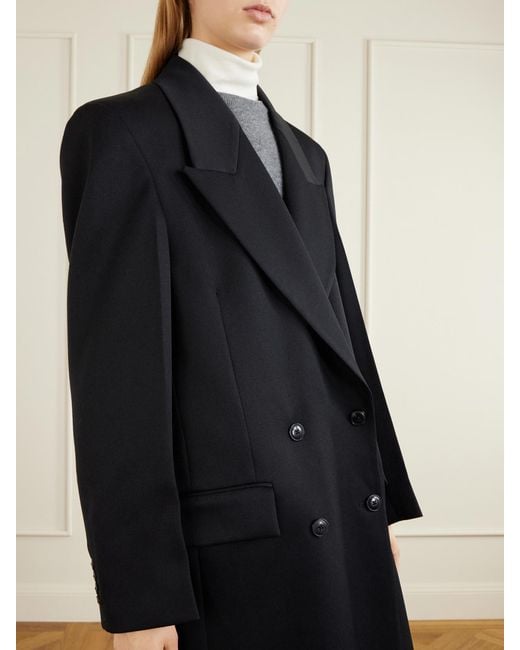 Rohe Black Double-Breasted Wool Coat