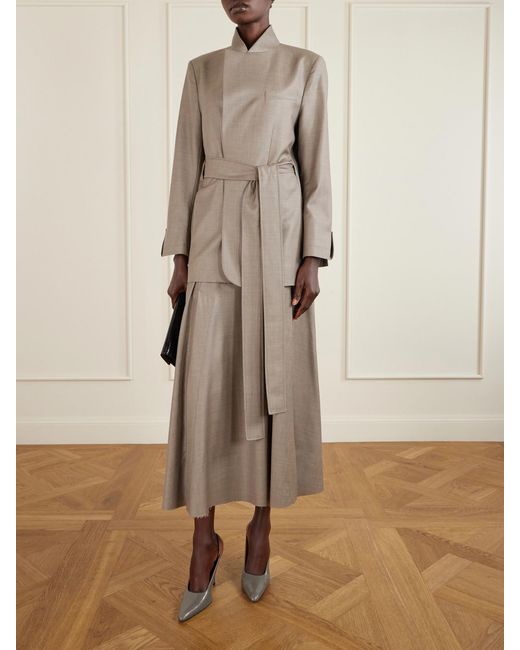 Sa Su Phi Brown Lauren Wool Midi Skirt