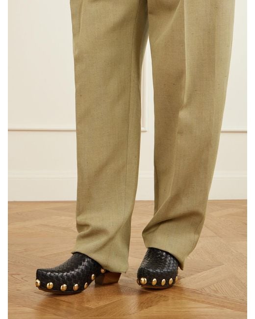 Bottega Veneta Black Gondola Studded Intrecciato Leather Clogs