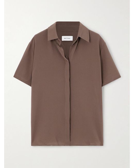 Matteau Brown Hemd Aus Crêpe De Chine Aus Seide