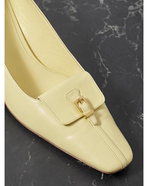 Khaite Metallic Celia Pocket Buckled Leather Pumps