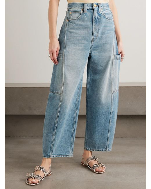Jamie Haller Blue The Crop Painter Cropped Mid-Rise Wide-Leg Jeans
