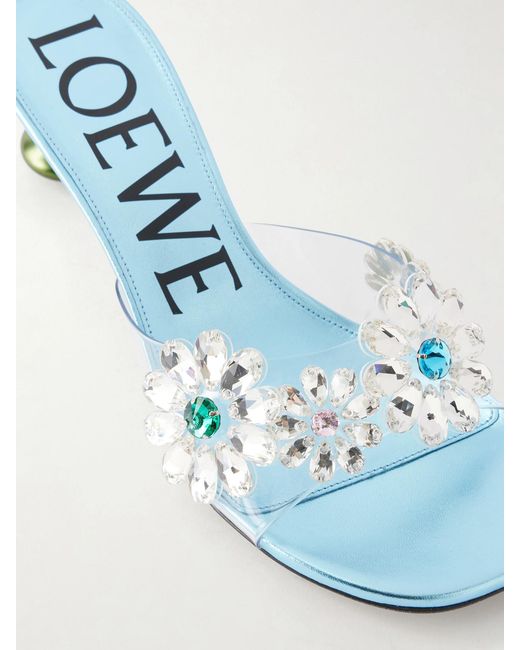 Loewe Blue Paula'A Ibiza Flower Embellished Pvc Mules