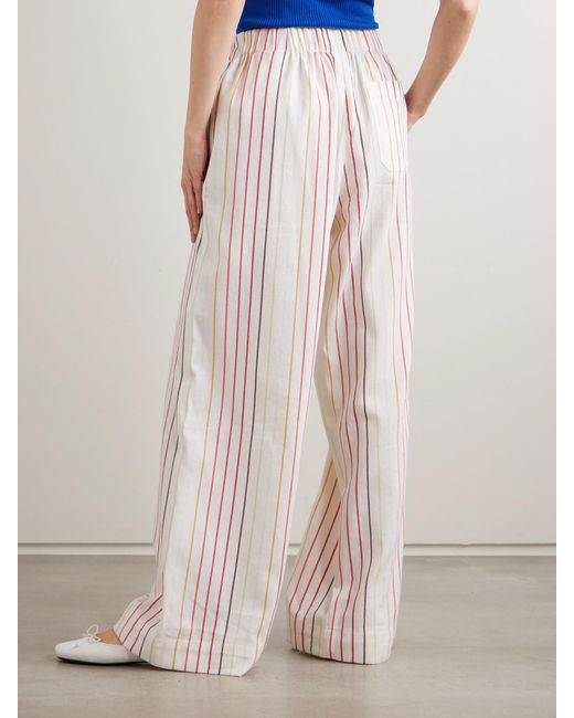 Marrakshi Life Natural The Palazzo Striped Cotton Wide-Leg Pants
