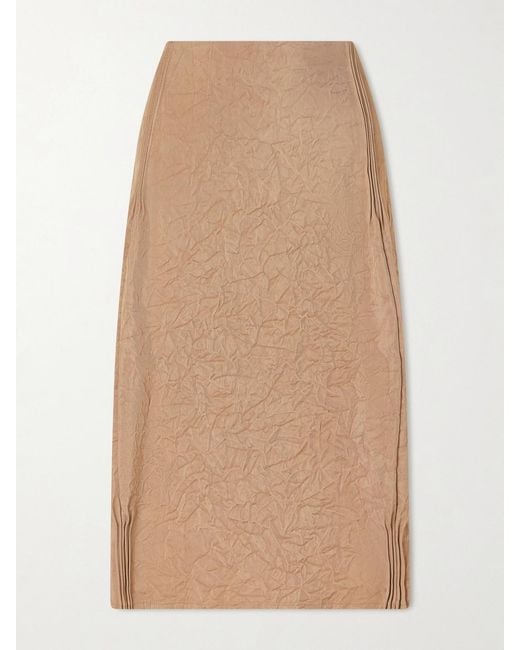 Tory Burch Natural Crinkled-Satin Skirt