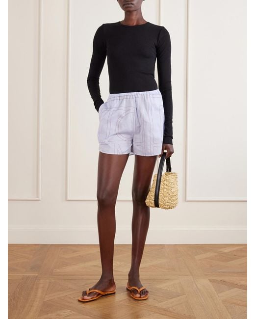Totême Purple Monogram Cotton-Blend Shorts