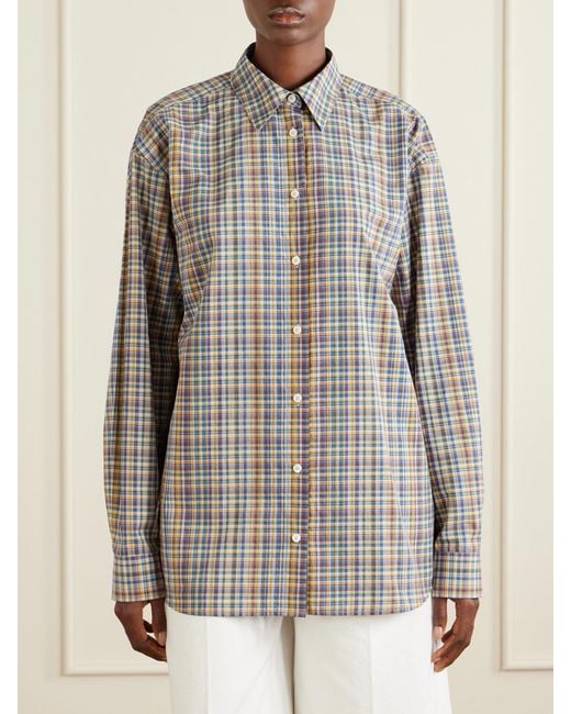 Totême Gray Checked Cotton Shirt