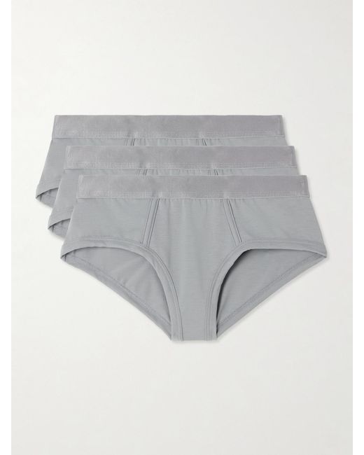 CDLP Gray Set Of Three Stretch-Tencel Lyocell Briefs