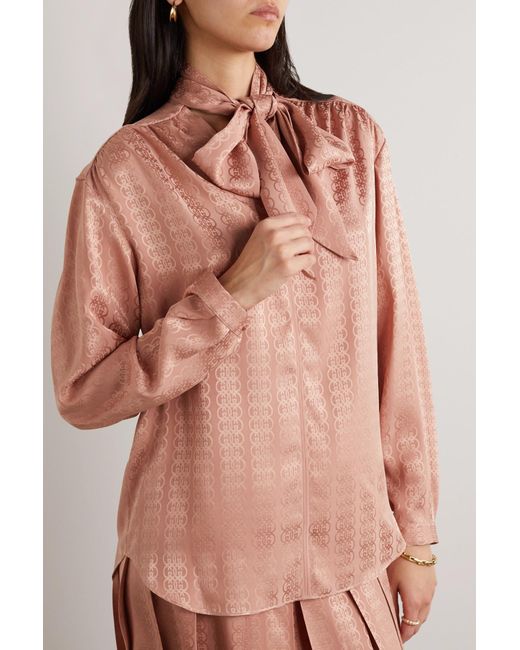 GUCCI Lace and silk-satin shirt