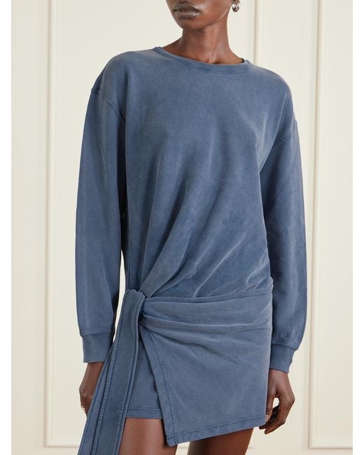 Isabel Marant Blue Zae Wrap-Effect Cotton-Jersey Mini Dress