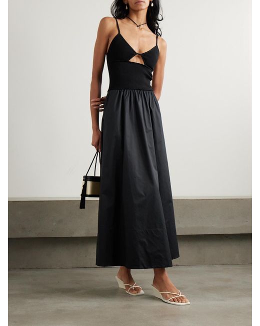 st. agni ribbed-knit and poplin maxi dress ST. AGNI Ribbed-knit And Poplin Maxi Dress