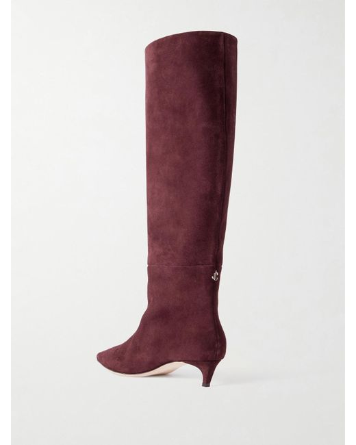 Jimmy Choo Red Maxima 35 Kniehohe Stiefel Aus Veloursleder