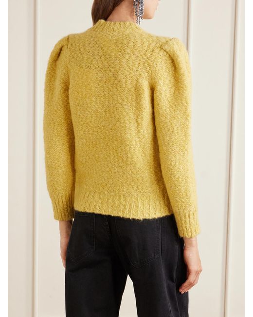 Isabel Marant Yellow Emma Gathered Wool-Blend Bouclé Sweater
