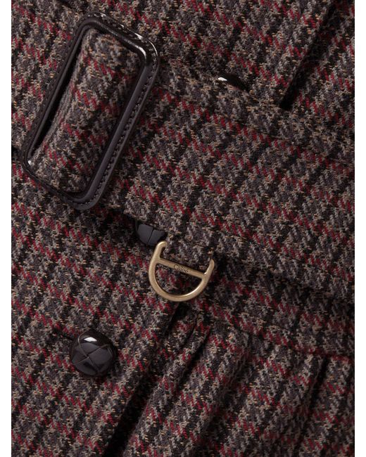 Manteau À Double Boutonnage En Laine Mélangée À Carreaux Et À Ceinture Chloé en coloris Brown