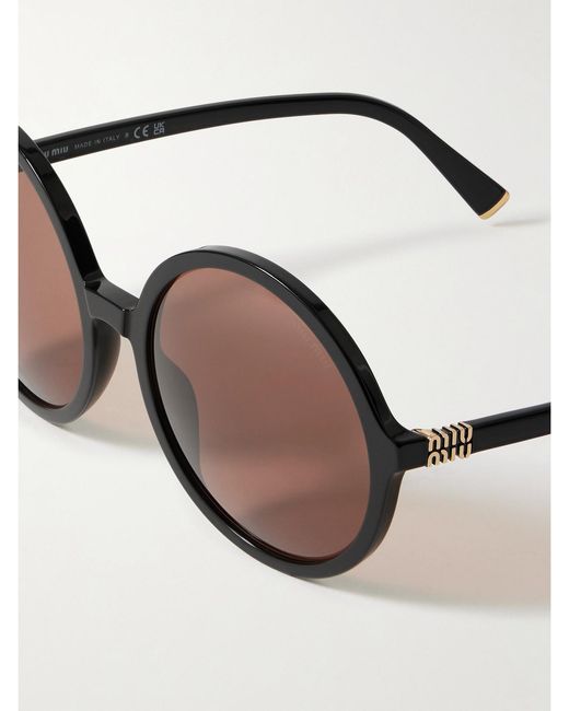 Miu Miu Natural Round-Frame Acetate Sunglasses