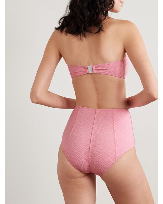 Lisa Marie Fernandez Pink Poppy Trägerloser Bikini Aus Seersucker Mit Zierknöpfen