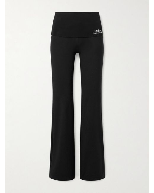 Balenciaga Black Embroidered Jersey Flared Leggings