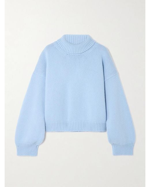 &Daughter Blue Caragh Oversized Cropped Wool Sweater