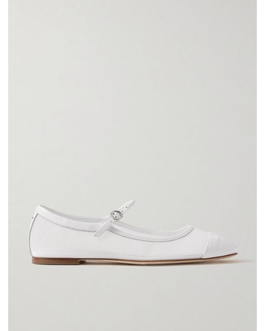 Aeyde White Uma Mesh And Leather Mary Jane Flats