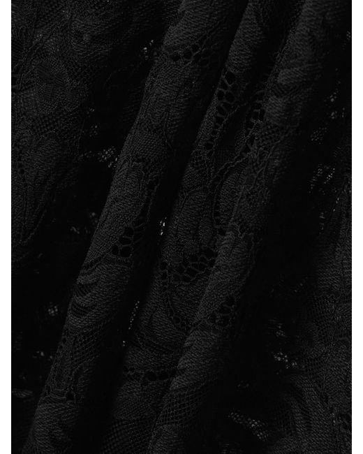 Rabanne Black Pintucked Scalloped Lace Maxi Dress