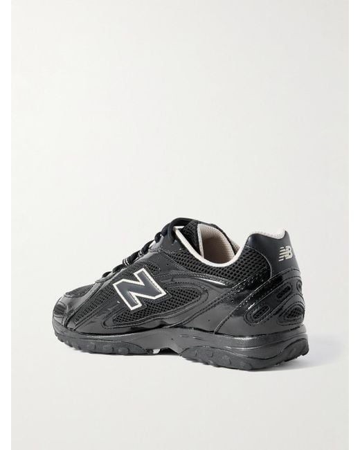 New Balance Black 204L Paneled Patent-Leather And Mesh Sneakers