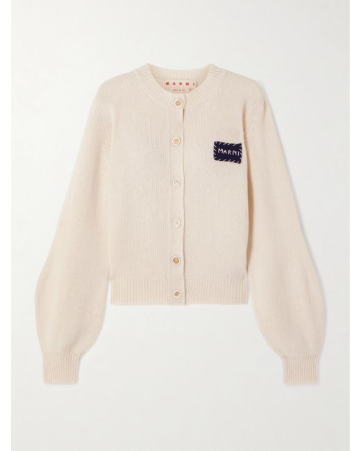 Marni Natural Cardigan Aus Kaschmir Mit Stickerei