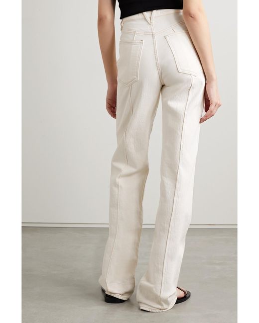 Veronica Beard White Dylan High-Rise Straight-Leg Jeans