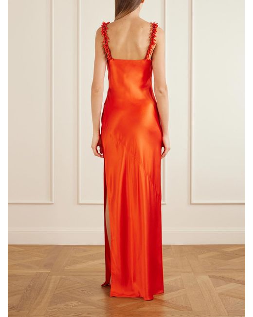 Balmain Orange Shoulders Embellished Silk Dress