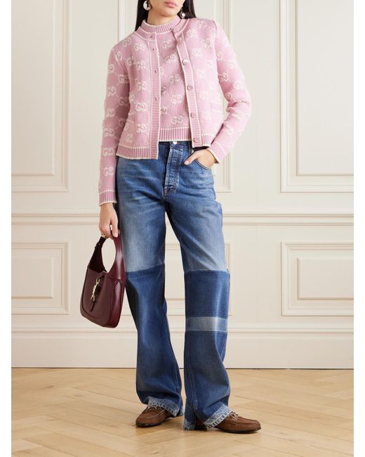 Gucci Pink Cardigan Aus Woll-Bouclé