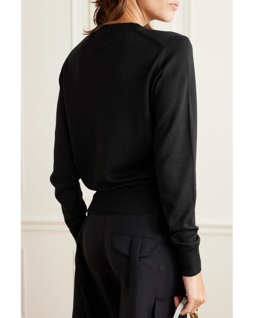 AMI Black Net Sustain Adc Embroidered Merino Wool Sweater
