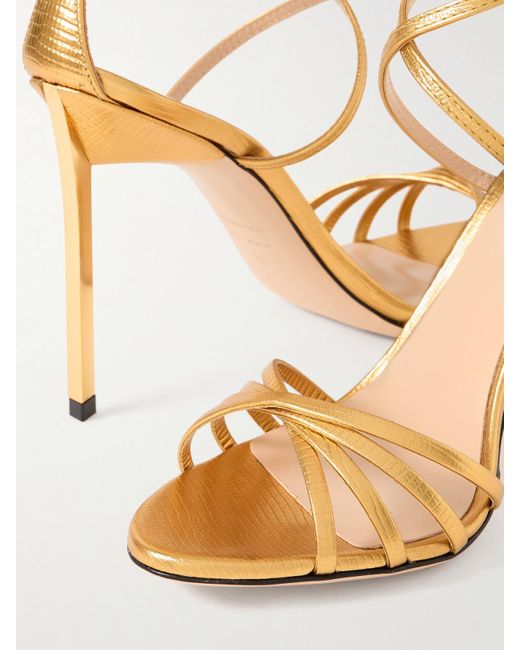 Tom Ford Sandalen Aus Metallic-Leder Mit Eidechseneffekt