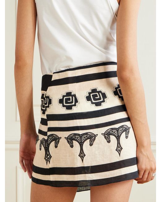Johanna Ortiz Blue Roots Wrap-Effect Printed Linen Mini Skirt