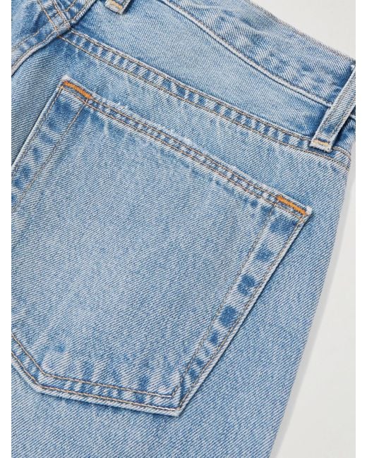 SLVRLAKE Denim Blue Noah Relaxed Turn Up High-Rise Straight-Leg Jeans